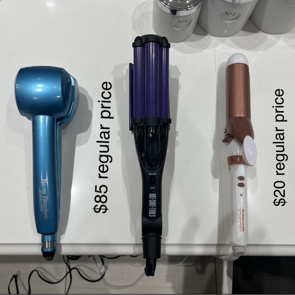 Blue Hair Curler, Purple Hair Waver, Rose Gold Curling Iron Set